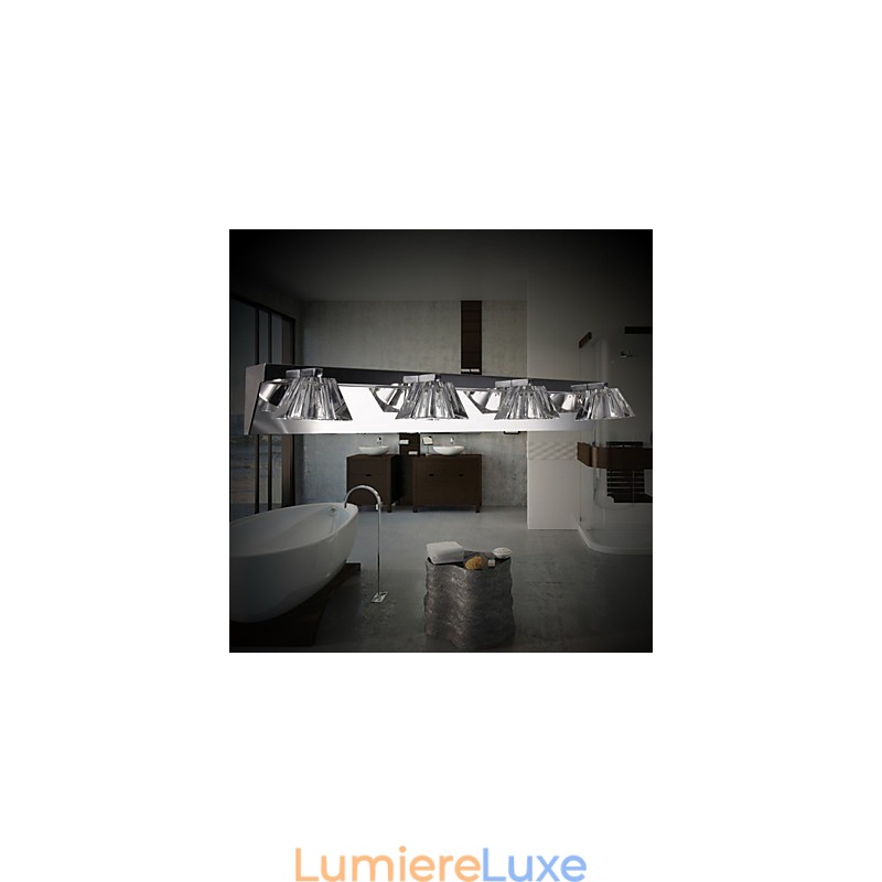 Applique murale moderne avec abat-jour en verre, 4 lumières, façade miroir