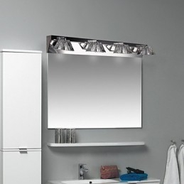 Applique murale moderne avec abat-jour en verre, 4 lumières, façade miroir