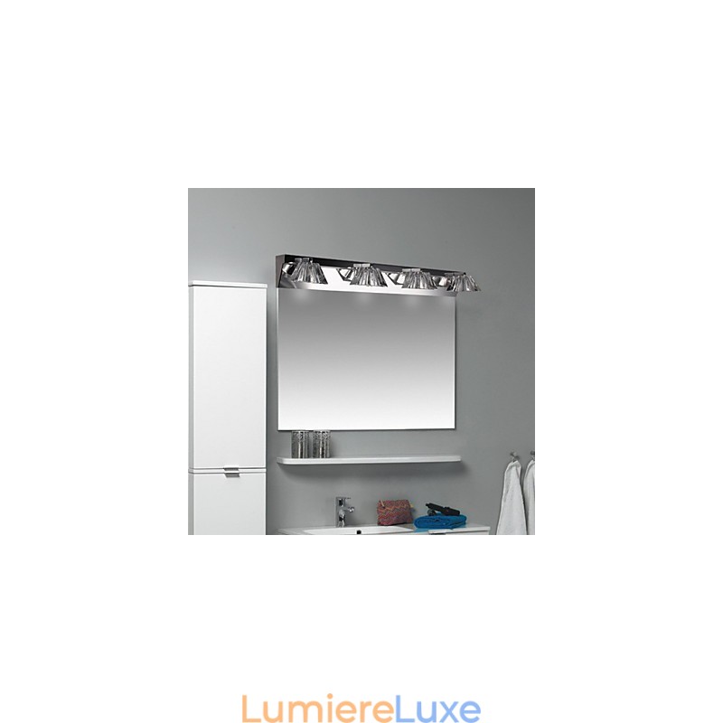 Applique murale moderne avec abat-jour en verre, 4 lumières, façade miroir