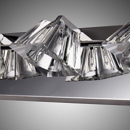 Applique murale moderne avec abat-jour en verre, 4 lumières, façade miroir