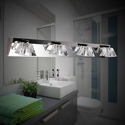 Applique murale moderne avec abat-jour en verre, 4 lumières, façade miroir
