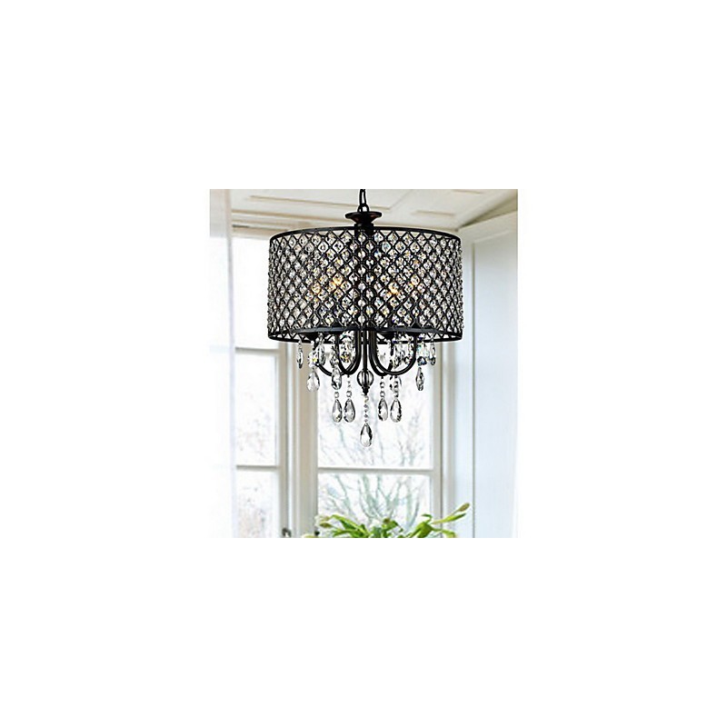 Lustre traditionnel classique en cristal et métal chromé