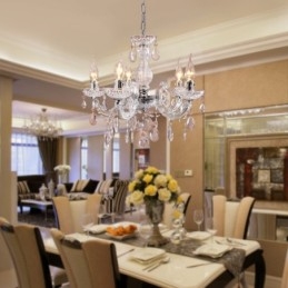 Plafonnier chromé Upligh, lampe bougie, luminaire acrylique, lustre suspendu