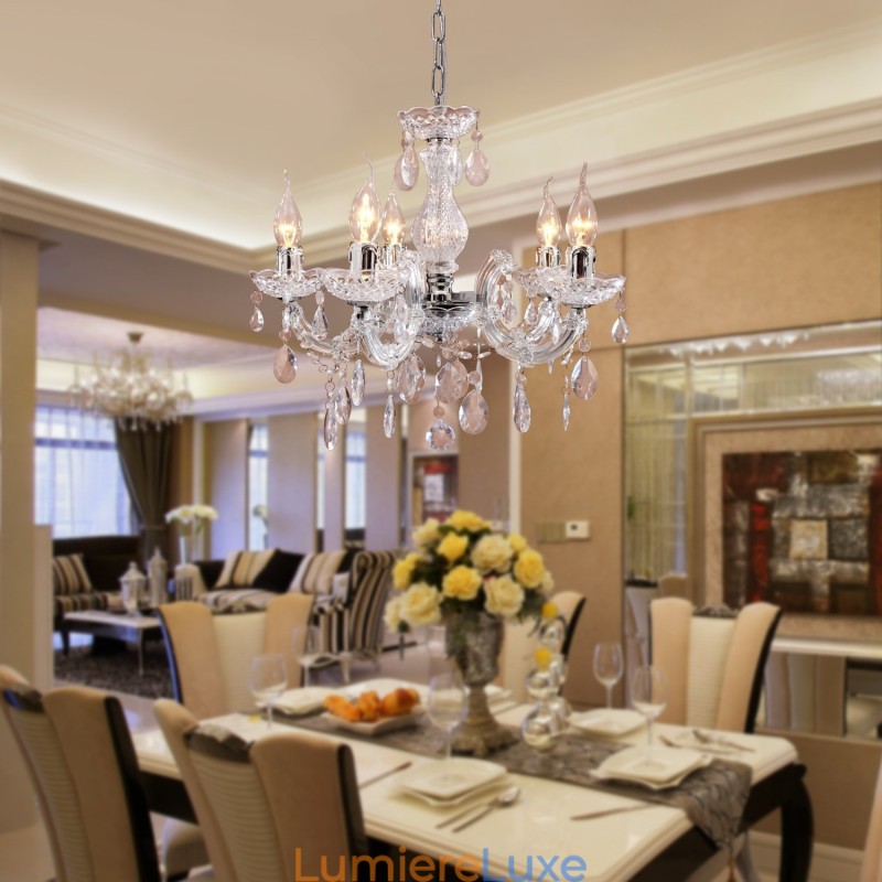 Plafonnier chromé Upligh, lampe bougie, luminaire acrylique, lustre suspendu
