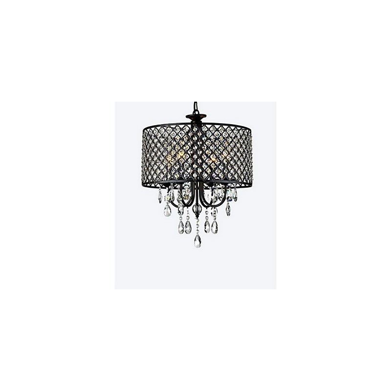 Lustre traditionnel classique en cristal et métal chromé