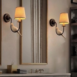 Lampe murale créative en tissu représentant des oiseaux d'Amérique du Nord