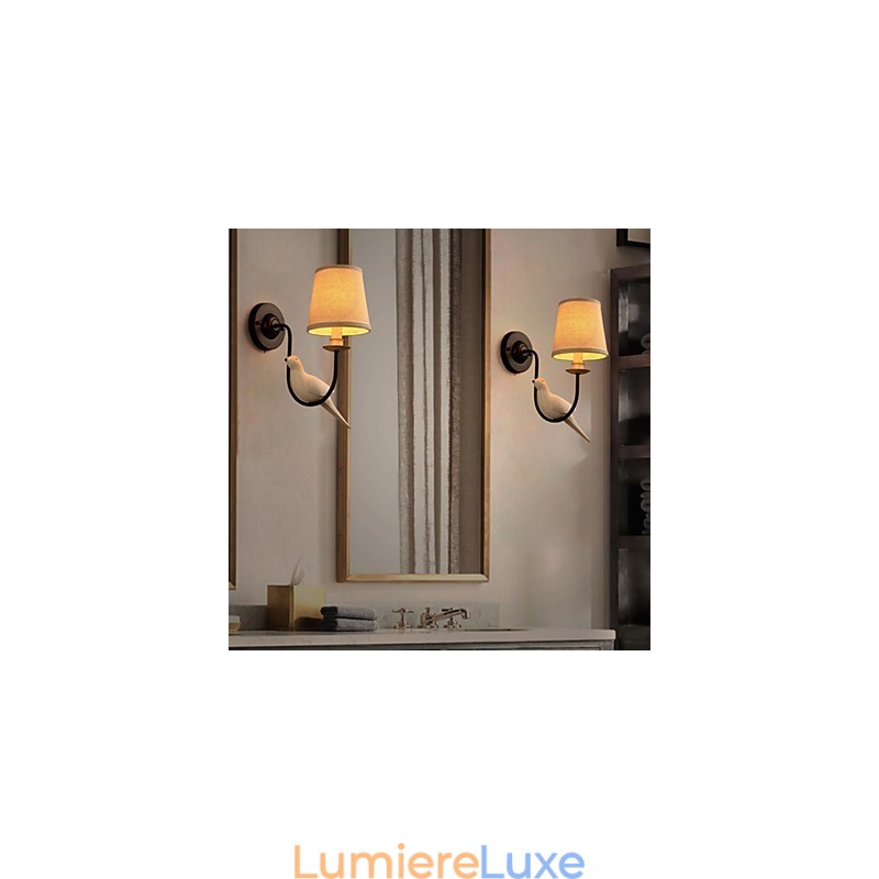 Lampe murale créative en tissu représentant des oiseaux d'Amérique du Nord