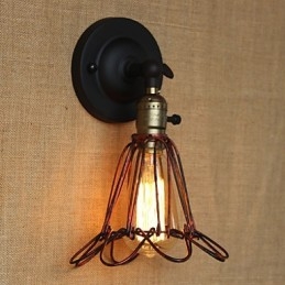 Applique murale décorative en bronze rouge avec filet en fer de style industriel américain