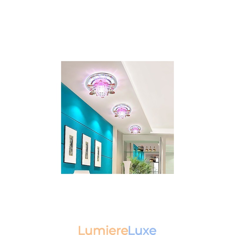 Plafonnier circulaire en cristal à tube lumineux absorbant la lumière du dôme