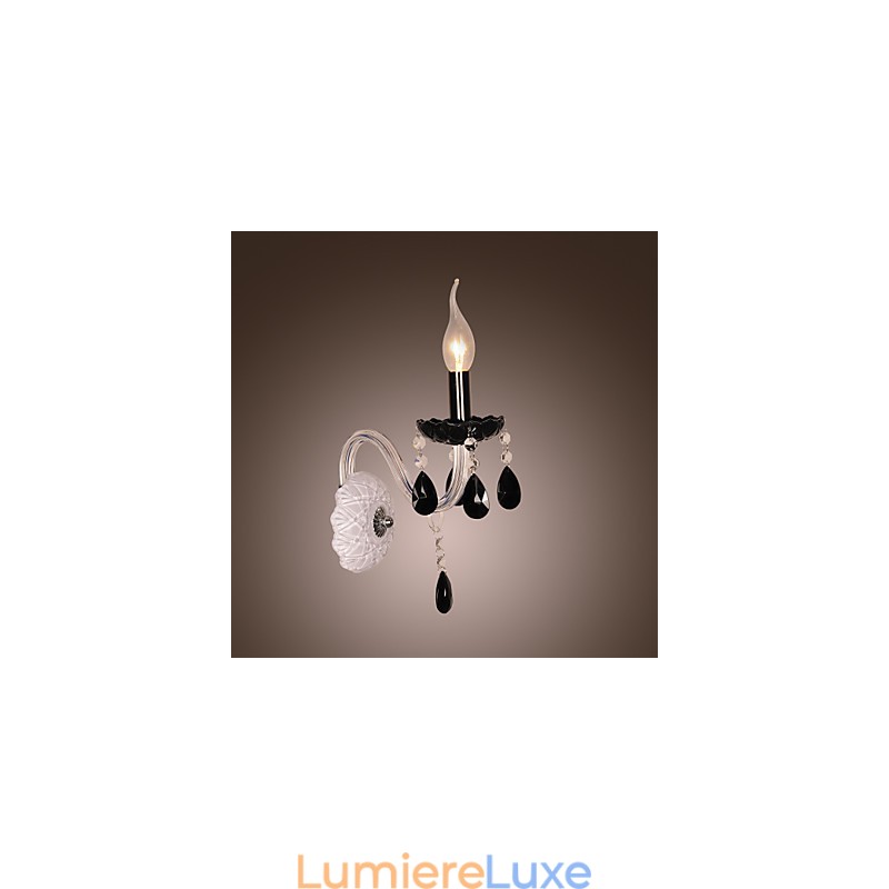 Applique murale en cristal noir avec ampoule bougie