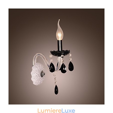 Applique murale en cristal noir avec ampoule bougie Applique murale en cristal noir avec ampoule bougie