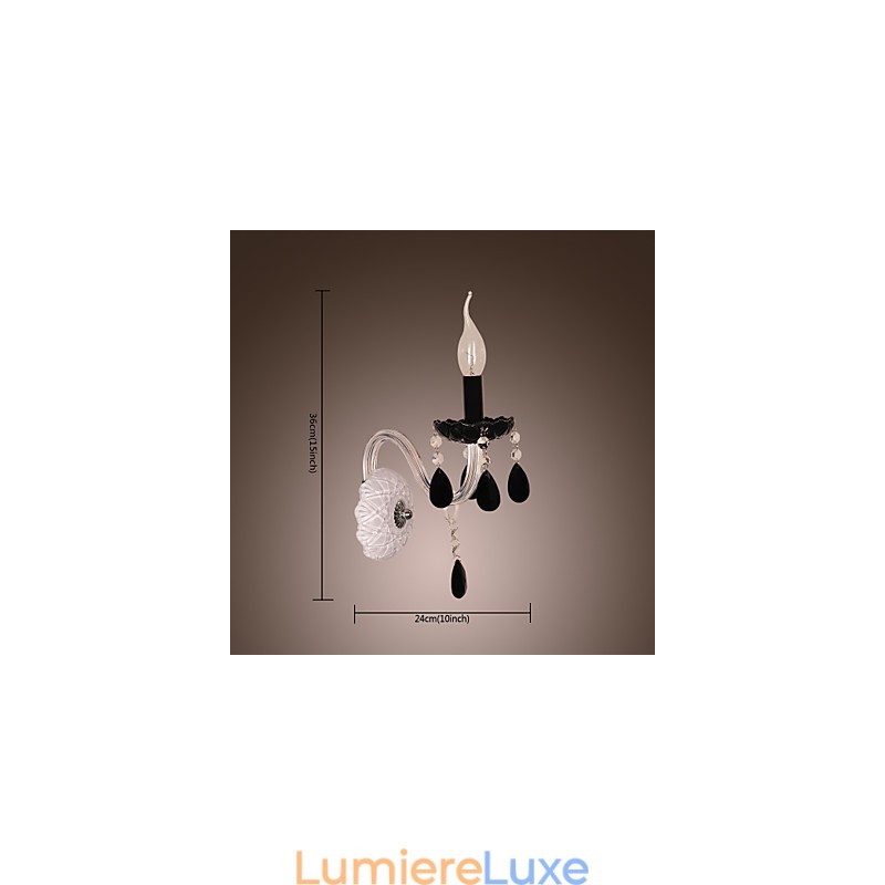Applique murale en cristal noir avec ampoule bougie