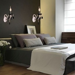 Applique murale en cristal noir avec ampoule bougie