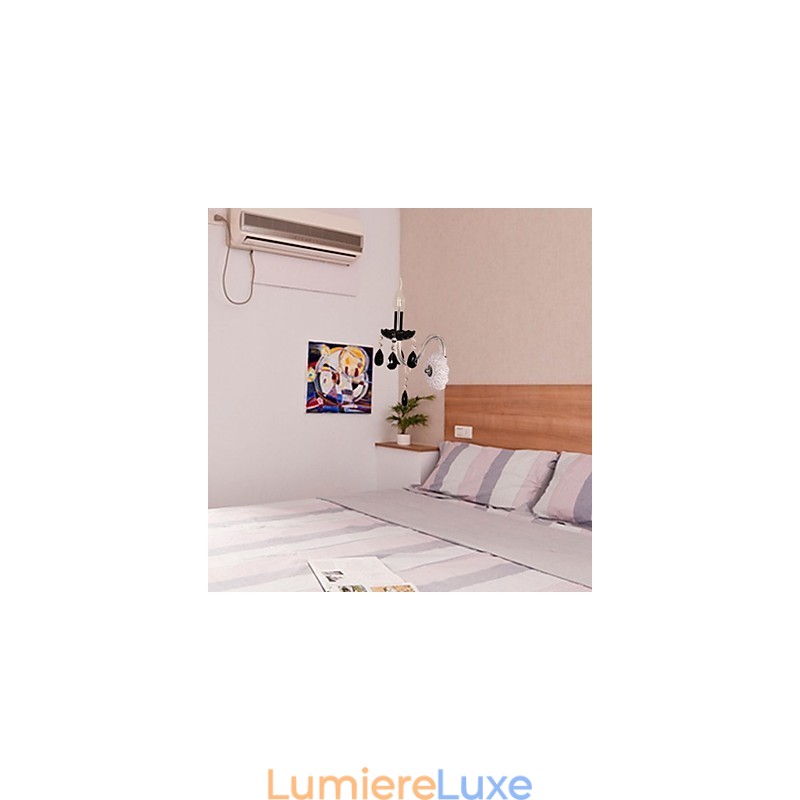 Applique murale en cristal noir avec ampoule bougie