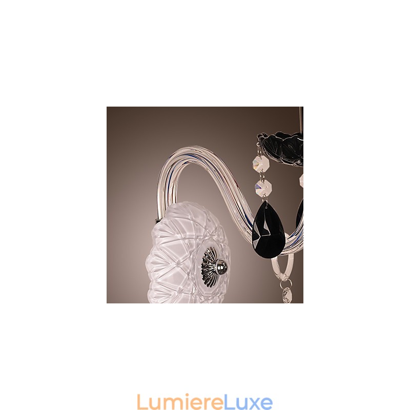 Applique murale en cristal noir avec ampoule bougie