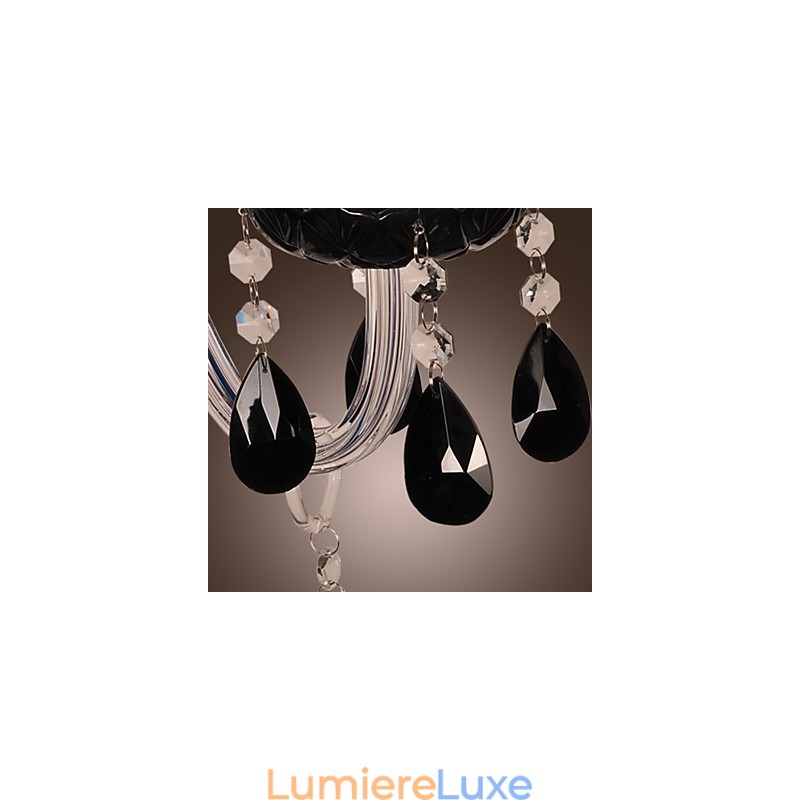 Applique murale en cristal noir avec ampoule bougie
