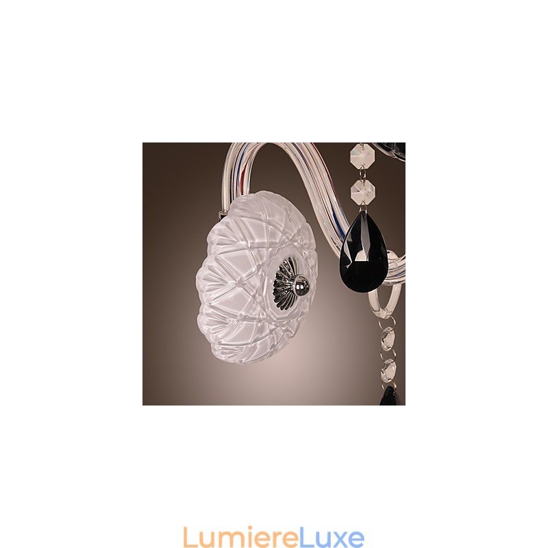 Applique murale en cristal noir avec ampoule bougie
