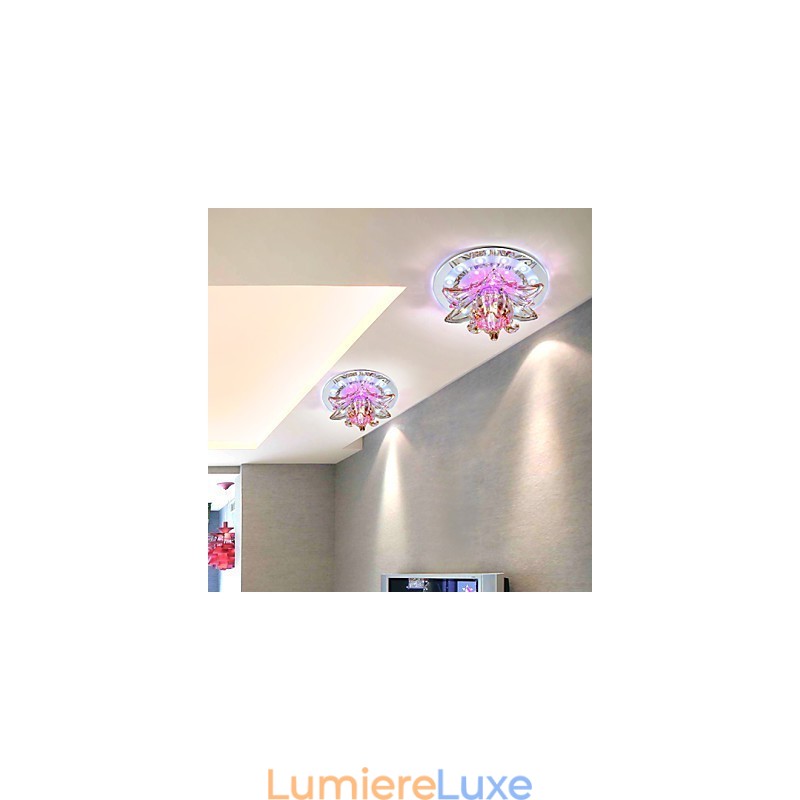 Plafonnier circulaire en cristal à tube lumineux absorbant la lumière du dôme