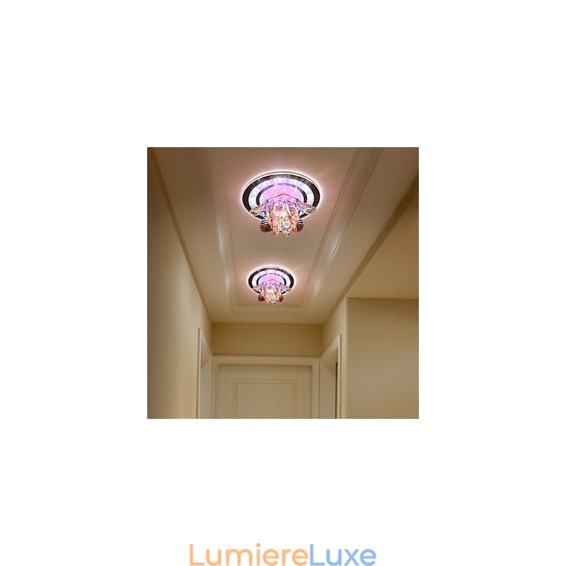 Plafonnier circulaire en cristal à tube lumineux absorbant la lumière du dôme