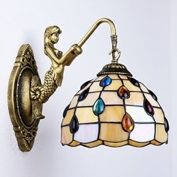 Applique murale créative en fer forgé, style méditerranéen européen et rural, luminaires en verre