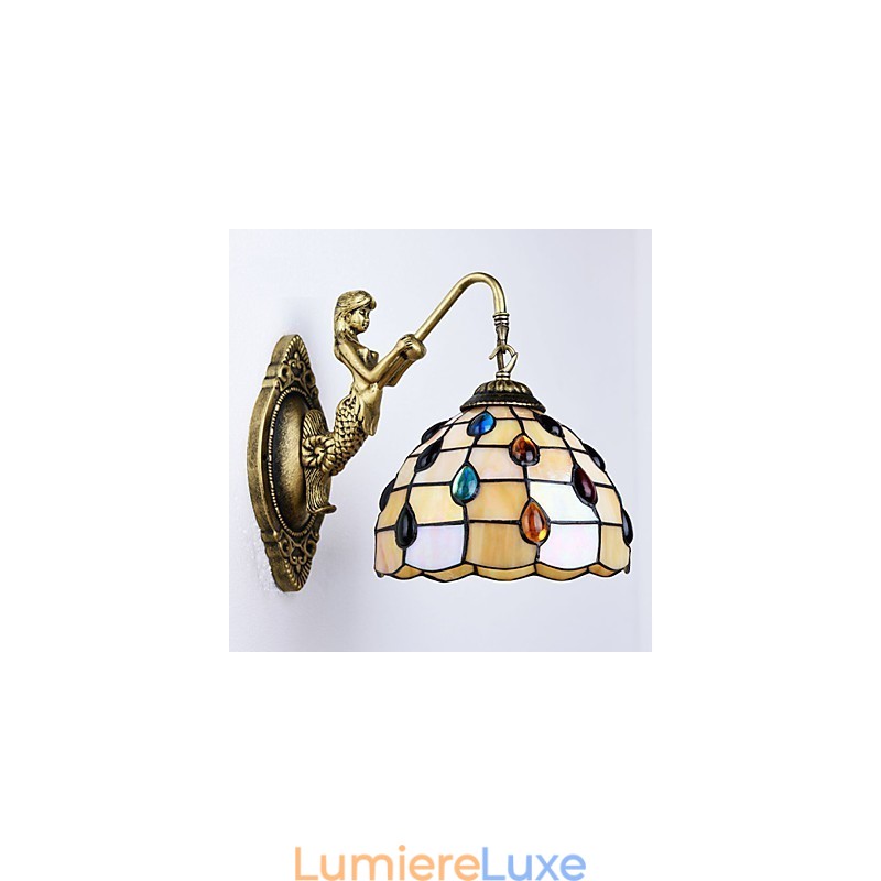 Applique murale créative en fer forgé, style méditerranéen européen et rural, luminaires en verre