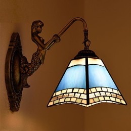 Applique murale créative en fer forgé, style méditerranéen européen et rural, luminaires en verre