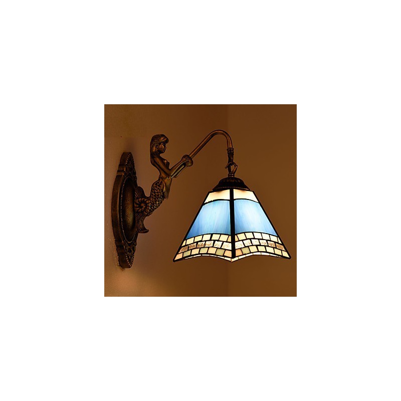 Applique murale créative en fer forgé, style méditerranéen européen et rural, luminaires en verre