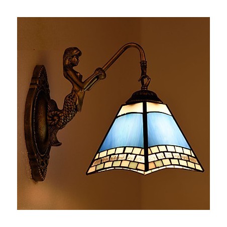 Applique murale créative en fer forgé, style méditerranéen européen et rural, luminaires en verre Applique murale créative en fer forgé, style méditerranéen européen et rural, luminaires en verre