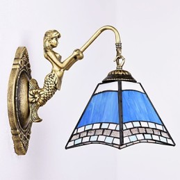 Applique murale créative en fer forgé, style méditerranéen européen et rural, luminaires en verre