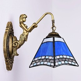 Applique murale créative en fer forgé, style méditerranéen européen et rural, luminaires en verre