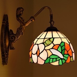 Applique murale créative en fer forgé de style rural contracté européen, lumières en verre