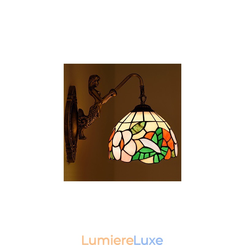 Applique murale créative en fer forgé de style rural contracté européen, lumières en verre