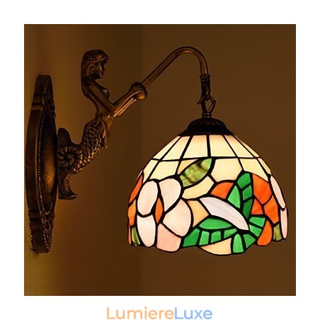 Applique murale créative en fer forgé de style rural contracté européen, lumières en verre Applique murale créative en fer forgé de style rural contracté européen, lumières en verre