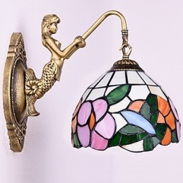 Applique murale créative en fer forgé de style rural contracté européen, lumières en verre