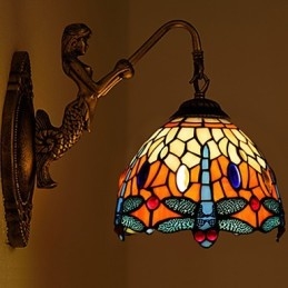 Applique murale créative en fer forgé de style rural européen, luminaires en verre