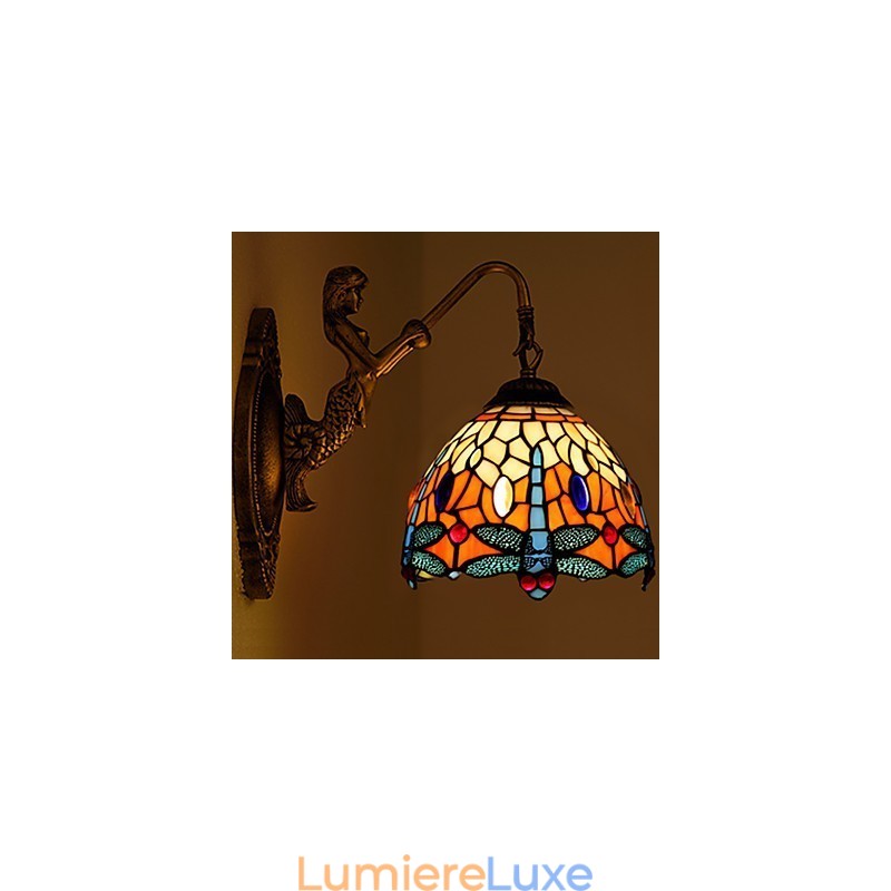 Applique murale créative en fer forgé de style rural européen, luminaires en verre