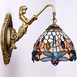 Applique murale créative en fer forgé de style rural européen, luminaires en verre