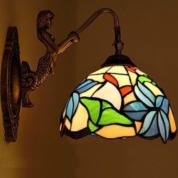 Applique murale créative en fer forgé de style rural européen, luminaires en verre