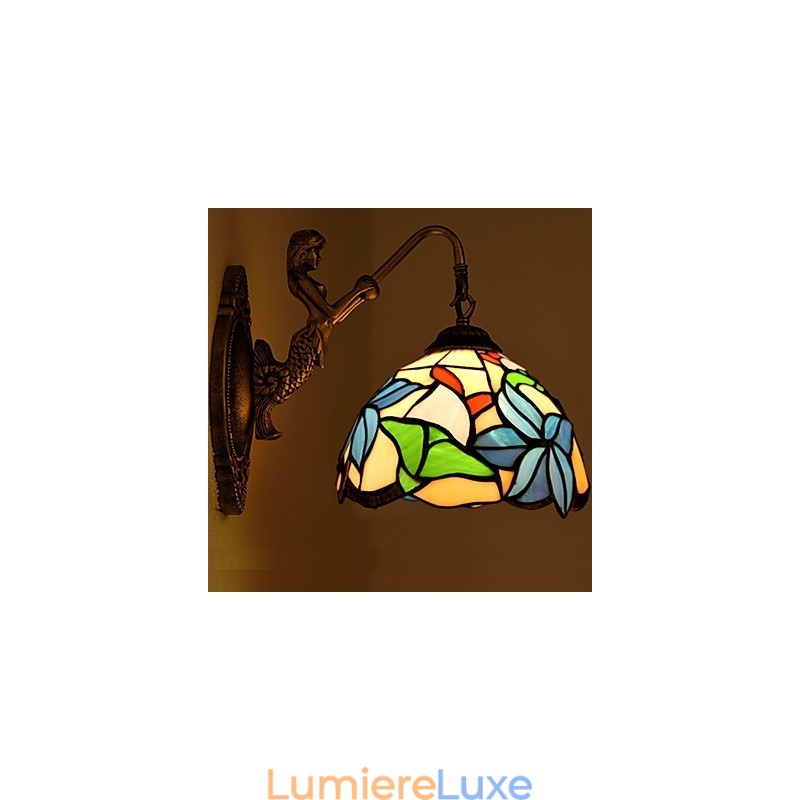 Applique murale créative en fer forgé de style rural européen, luminaires en verre