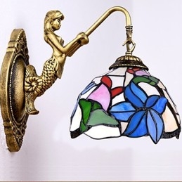 Applique murale créative en fer forgé de style rural européen, luminaires en verre