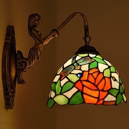 Applique murale créative en fer forgé de style rural européen, luminaires en verre