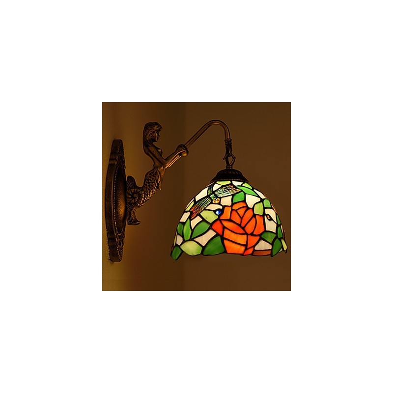 Applique murale créative en fer forgé de style rural européen, luminaires en verre