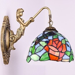 Applique murale créative en fer forgé de style rural européen, luminaires en verre