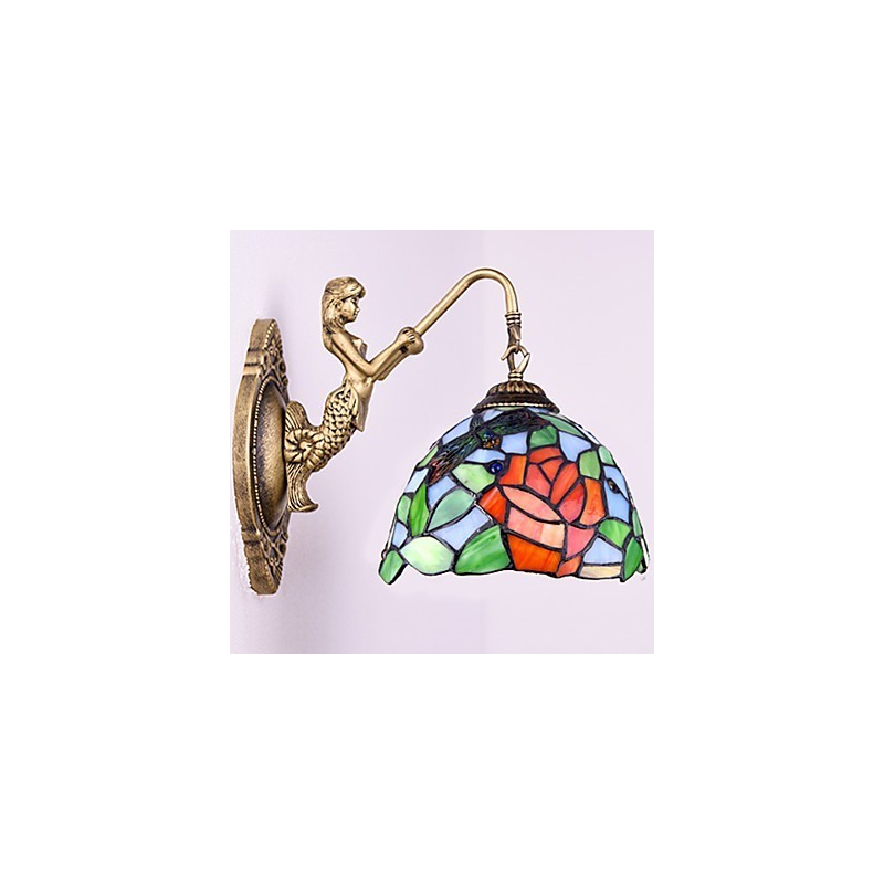 Applique murale créative en fer forgé de style rural européen, luminaires en verre