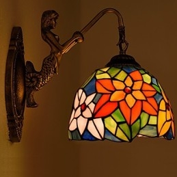 Applique murale créative en fer forgé de style rural européen, luminaires en verre