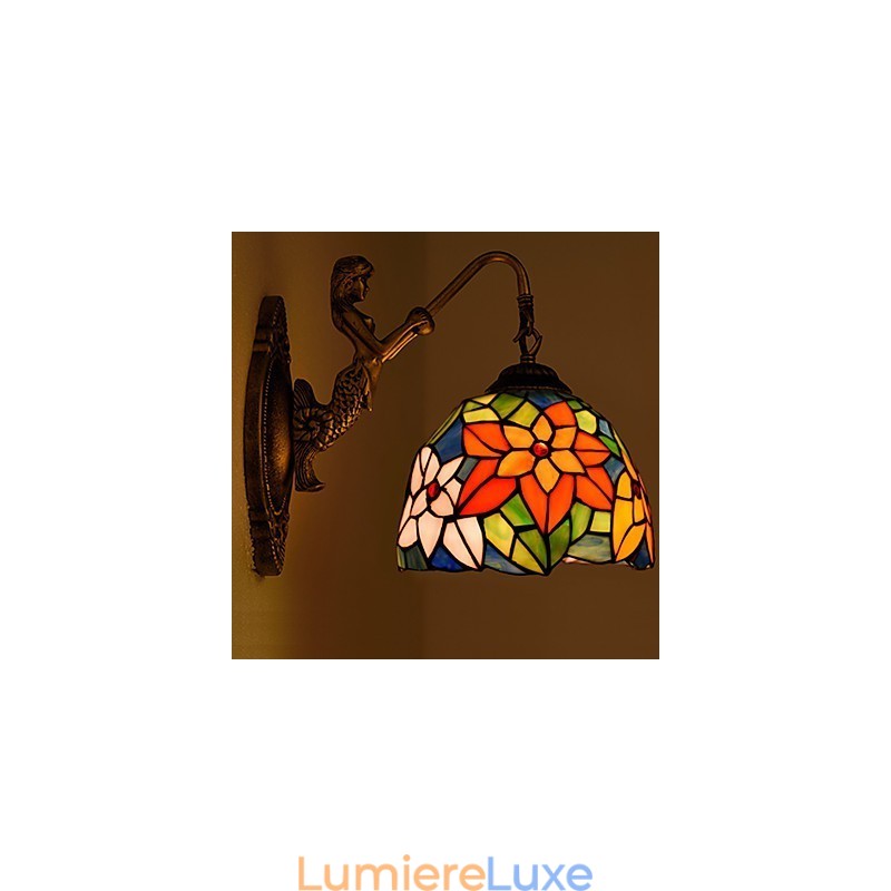 Applique murale créative en fer forgé de style rural européen, luminaires en verre