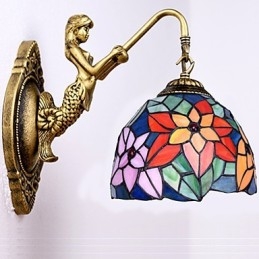 Applique murale créative en fer forgé de style rural européen, luminaires en verre