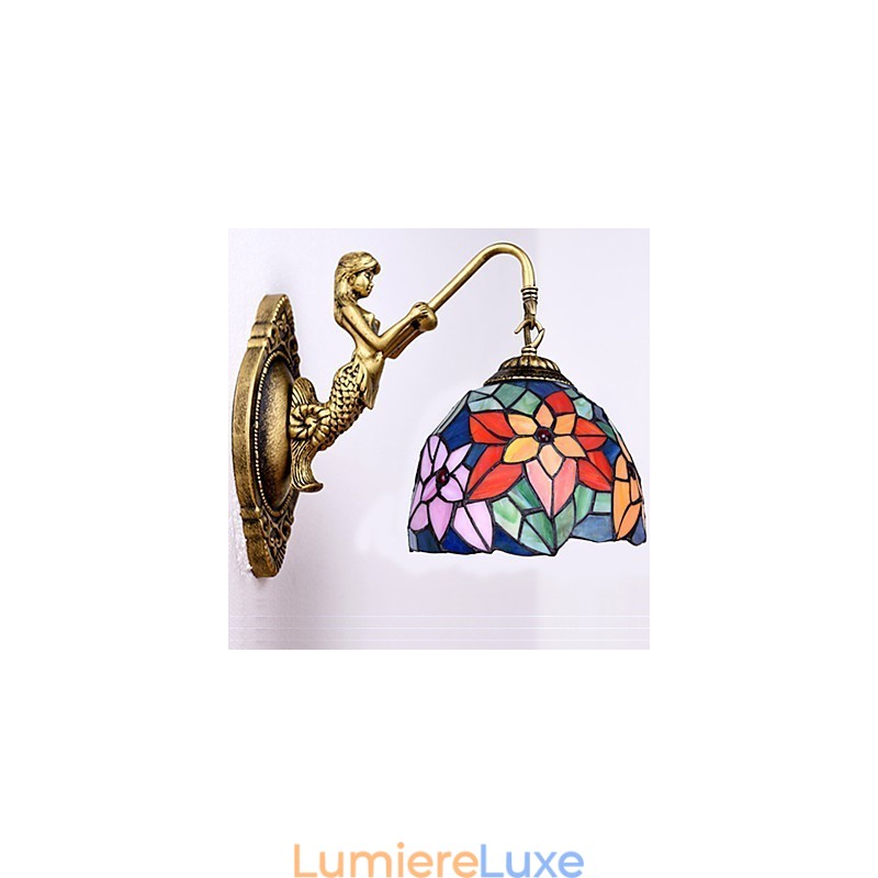 Applique murale créative en fer forgé de style rural européen, luminaires en verre