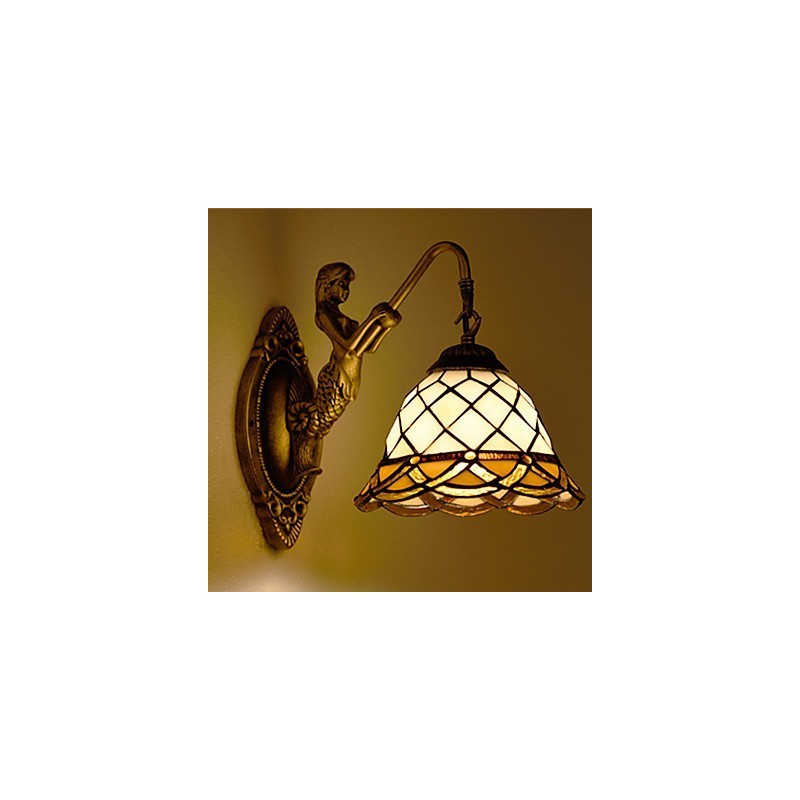 Applique murale créative en fer forgé de style rural européen, luminaires en verre