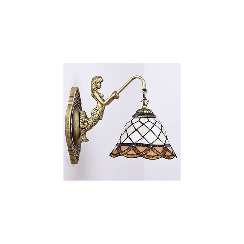 Applique murale créative en fer forgé de style rural européen, luminaires en verre